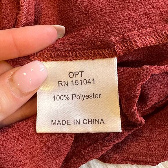 REVOLVE OPT Sweetheart Midi Dress Tie Shoulder Slit Chiffon, Rust - Picture 11 of 11